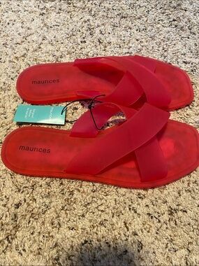 Maurices Bright pink jelly Crisscross Slide Sandals